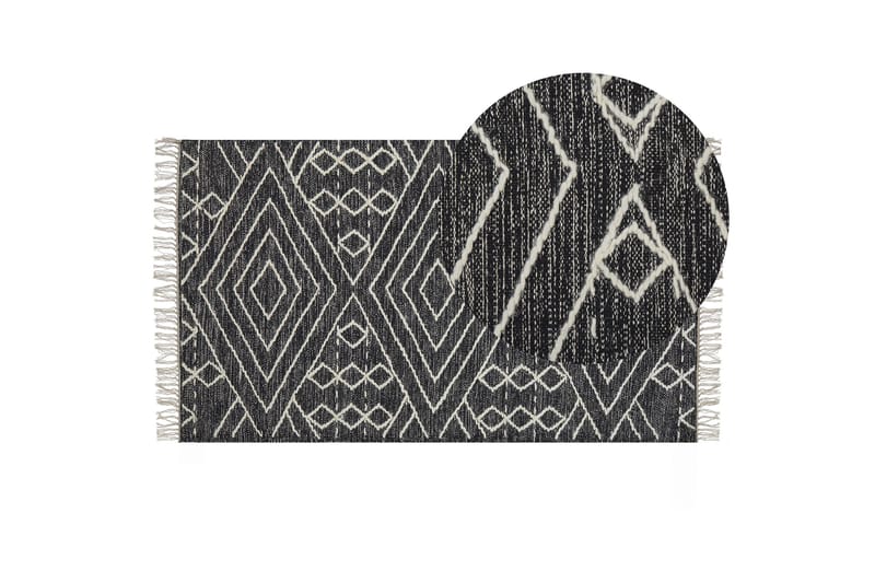 Khenifra Bomullsteppe 80x150 cm - Svart/hvit - Tekstiler & tepper - Teppe & matte - Moderne matte - Bomullsmatter