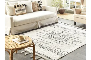 Khouribga Bomullsteppe 160x230 cm - Svart/hvit - Tekstiler & tepper - Teppe & matte - Moderne matte - Bomullsmatter