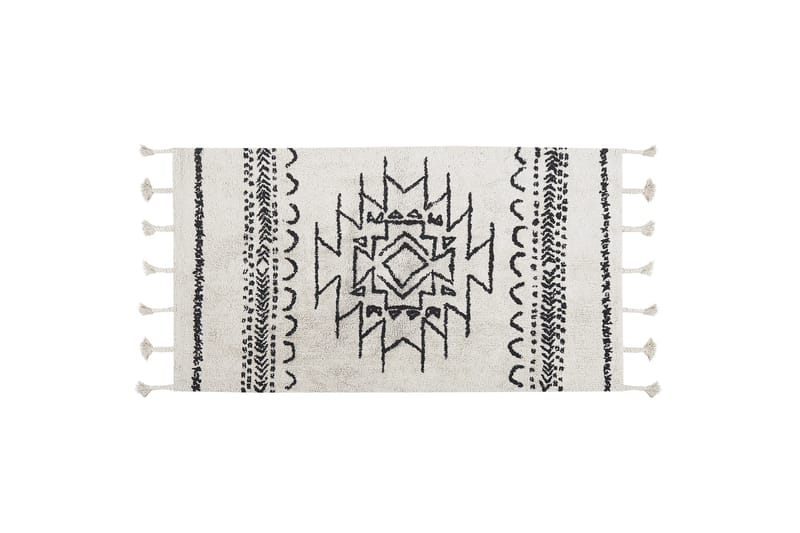 Khouribga Bomullsteppe 80x150 cm, Svart/hvit