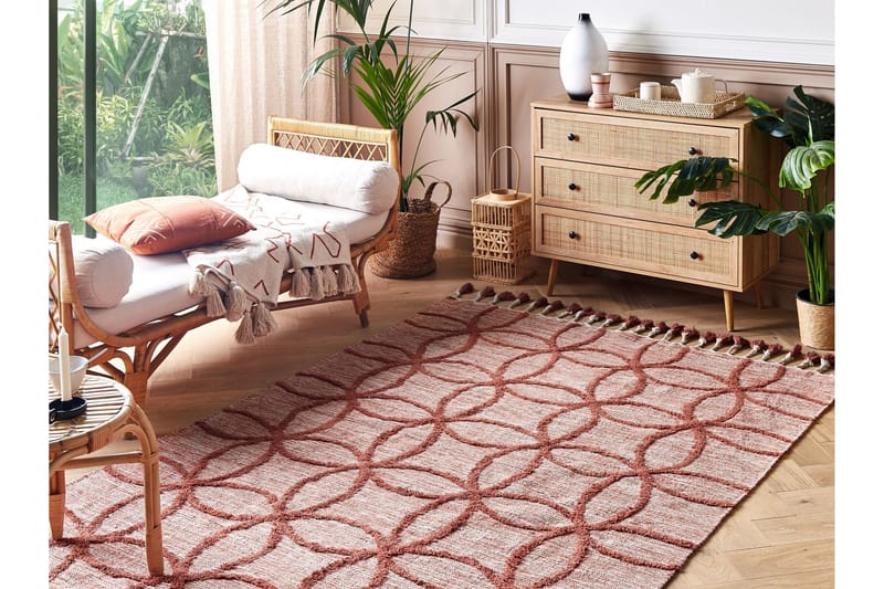 Kirsehir Bomullsteppe 160x230 cm - Rød - Tekstiler & tepper - Teppe & matte - Moderne matte - Bomullsmatter