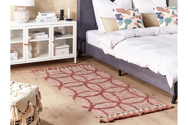 Kirsehir Bomullsteppe 80x150 cm - Rød - Tekstiler & tepper - Teppe & matte - Moderne matte - Bomullsmatter