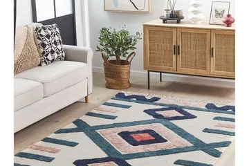 Kozlu Ryeteppe 140x200 cm - Blå - Tekstiler & tepper - Teppe & matte - Moderne matte - Bomullsmatter