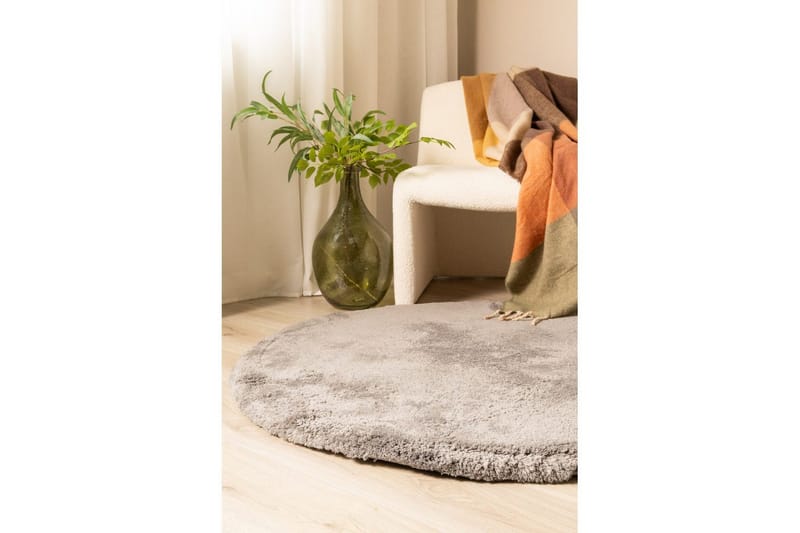 Langhåret teppe Royal Deluxe Rund - 120x120 cm, Grå - Tekstiler & tepper - Teppe & matte - Moderne matte - Ryetepper