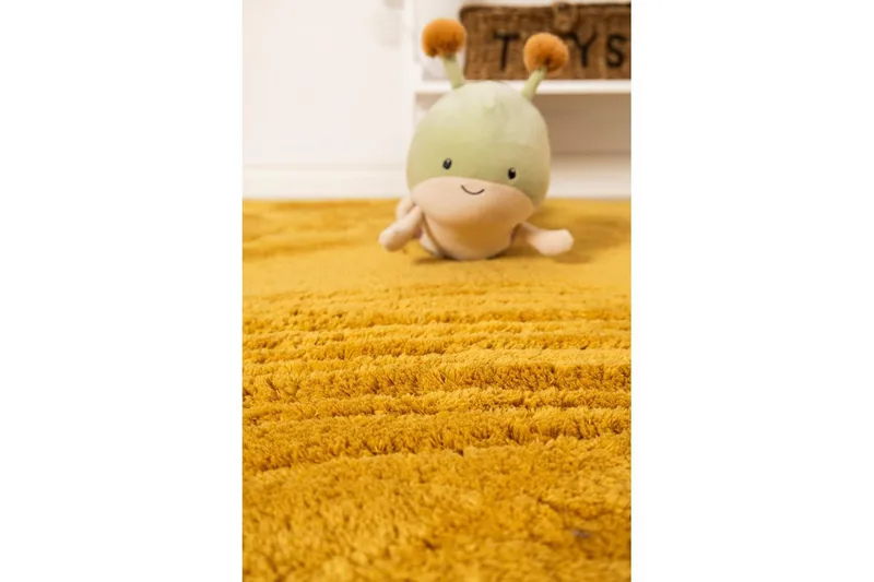 Langhåret teppe Royal Deluxe Rund - 120x120 cm, Gul - Tekstiler & tepper - Teppe & matte - Moderne matte - Ryetepper