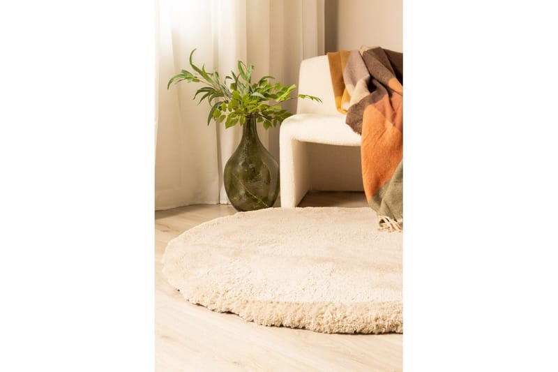 Langhåret teppe Royal Deluxe Rund - 120x120 cm, Natur - Tekstiler & tepper - Teppe & matte - Moderne matte - Ryetepper
