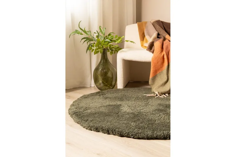 Langhåret teppe Royal Deluxe Rund - 120x120 cm, Smaragdgrønn - Tekstiler & tepper - Teppe & matte - Moderne matte - Ryetepper