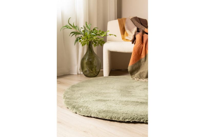 Langhåret teppe Royal Deluxe Rund - 160x160 cm, Grønn - Tekstiler & tepper - Teppe & matte - Moderne matte - Ryetepper