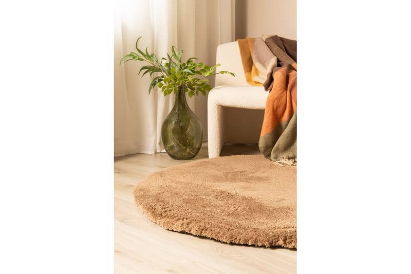 Langhåret teppe Royal Deluxe Rund - 160x160 cm, Mokka - Tekstiler & tepper - Teppe & matte - Moderne matte - Ryetepper