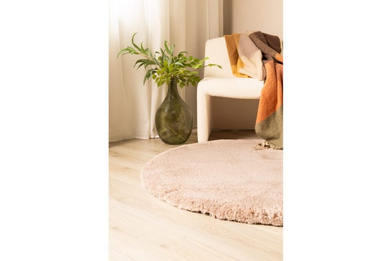Langhåret teppe Royal Deluxe Rund - 160x160 cm, Støvrosa - Tekstiler & tepper - Teppe & matte - Moderne matte - Ryetepper
