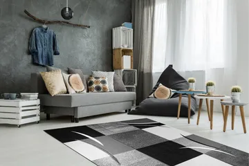 London Patch Friezematte 200x290 - Svart - Tekstiler & tepper - Teppe & matte - Moderne matte - Wiltontepper