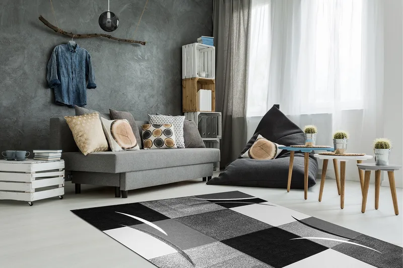 London Patch Friezematte 200x290 - Svart - Tekstiler & tepper - Teppe & matte - Moderne matte - Wiltontepper