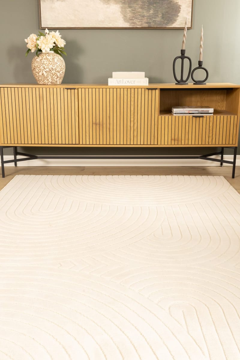 Maskinvevd teppe Cozy Zen 155x230 cm - Natur - Tekstiler & tepper - Teppe & matte - Moderne matte - Friezematte