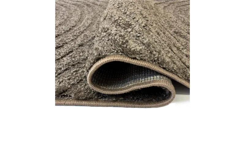 Maskinvevd teppe Genova Zen Rund - 160x160 cm, Mokka - Tekstiler & tepper - Teppe & matte - Moderne matte - Friezematte