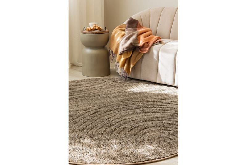 Maskinvevd teppe Genova Zen Rund - 240x240 cm, Mokka - Tekstiler & tepper - Teppe & matte - Moderne matte - Friezematte
