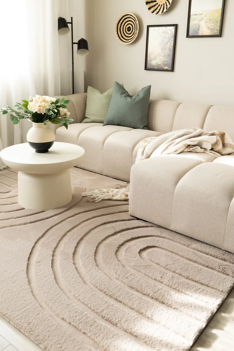 Maskinvevd teppe Heaven Art 160x230 cm - Taupe - Tekstiler & tepper - Teppe & matte - Moderne matte - Friezematte