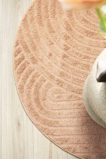 Maskinvevd teppe KM Home Genova Zen rund 240x240 cm Peach - Fersken - Tekstiler & tepper - Teppe & matte - Moderne matte - Wiltontepper