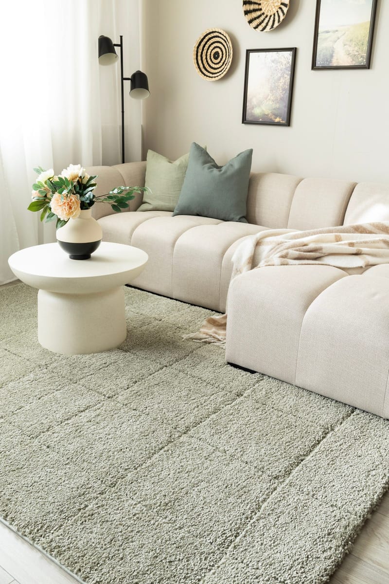 Maskinvevd teppe KM Home Montana Square 160x230 Grønn - Grønn - Tekstiler & tepper - Teppe & matte - Moderne matte - Friezematte