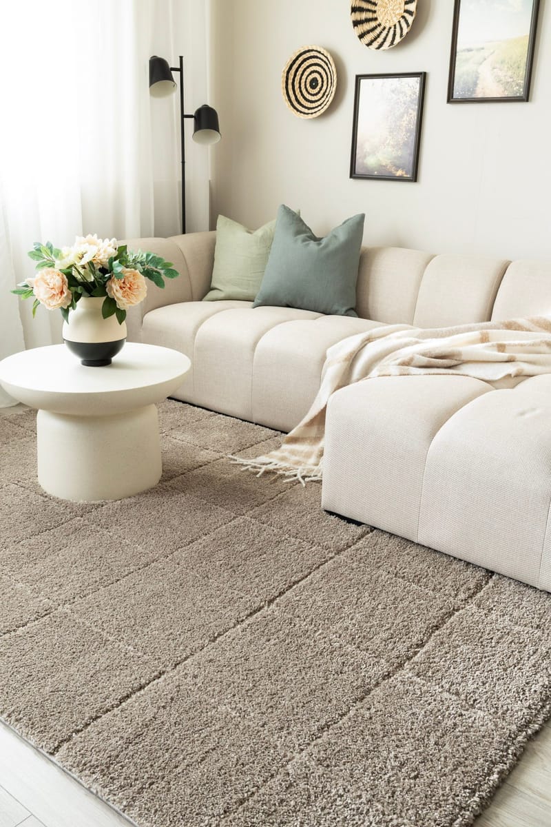 Maskinvevd teppe KM Home Montana Square 240x340 Greige - Greige - Tekstiler & tepper - Teppe & matte - Moderne matte - Wiltontepper