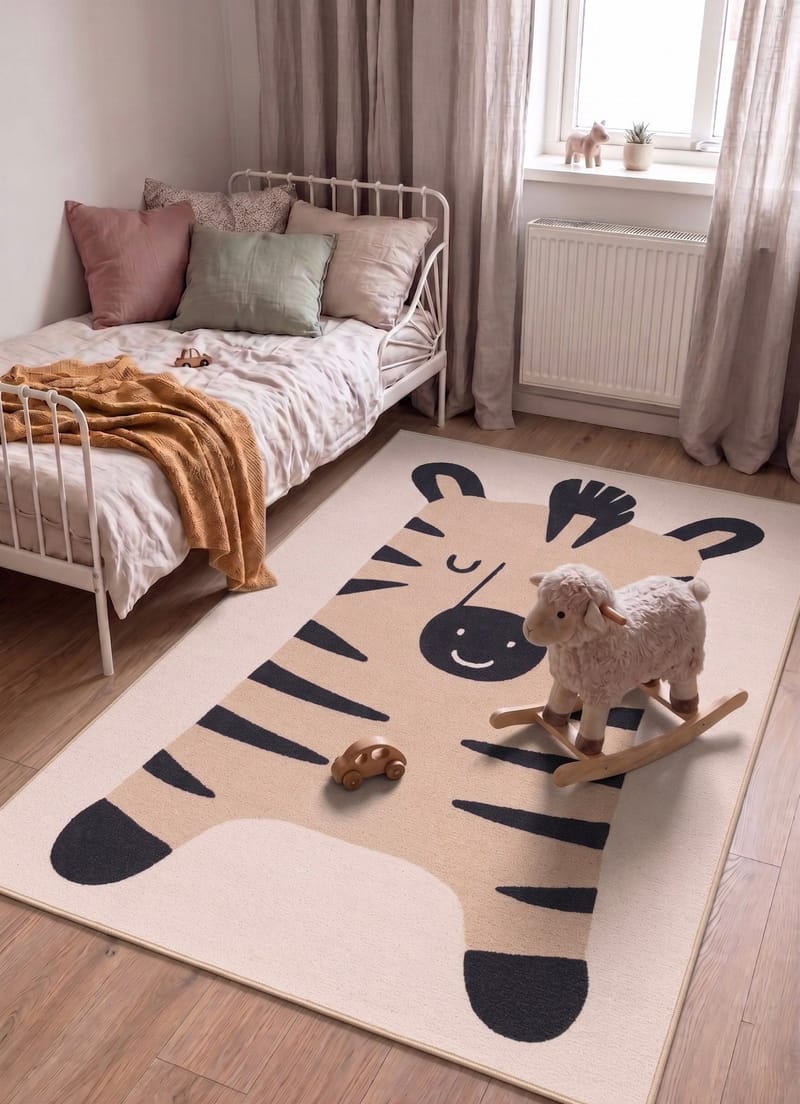 Maskinvevd teppe KM Home Play Zebra 140x200 Lin - Lin - Tekstiler & tepper - Teppe & matte - Moderne matte - Wiltontepper