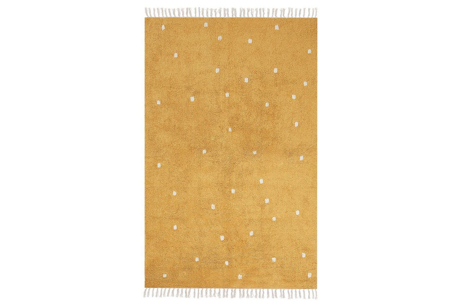 Barneteppe Bomull Gul 140x200 cm med Hvite prikker Rektangulært Boho stil