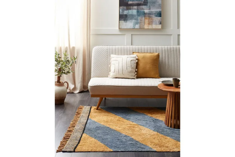 Matte Xuluf - Brun, Blå - Tekstiler & tepper - Teppe & matte - Moderne matte - Bomullsmatter