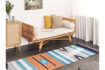 Noratus Bomullsteppe 80x300 cm - Blå - Tekstiler & tepper - Teppe & matte - Moderne matte - Bomullsmatter