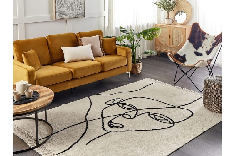 Nuru Bomullsteppe 140x200 cm - Beige - Tekstiler & tepper - Teppe & matte - Moderne matte - Bomullsmatter