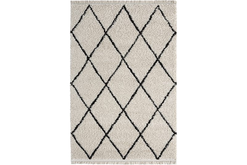 Ryematte Woolly Shaggy 160x230 cm Romber Rektangulær - Kremhvit/Svart - Ryetepper