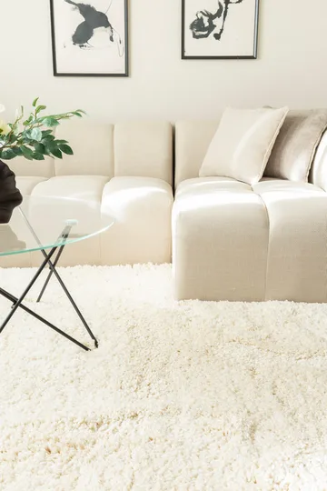 Håndvevd teppe KM Home Sorrento 160x230 Creme - Creme - Tekstiler & tepper - Teppe & matte - Moderne matte - Ryetepper