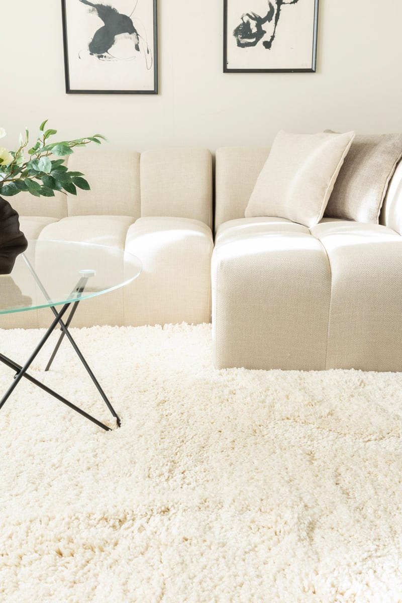 Håndvevd teppe KM Home Sorrento 160x230 Creme - Creme - Tekstiler & tepper - Teppe & matte - Moderne matte - Ryetepper