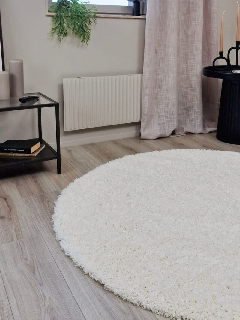 Lounge Ryeteppe Rund 200 cm - Hvit - Tekstiler & tepper - Teppe & matte - Moderne matte - Ryetepper