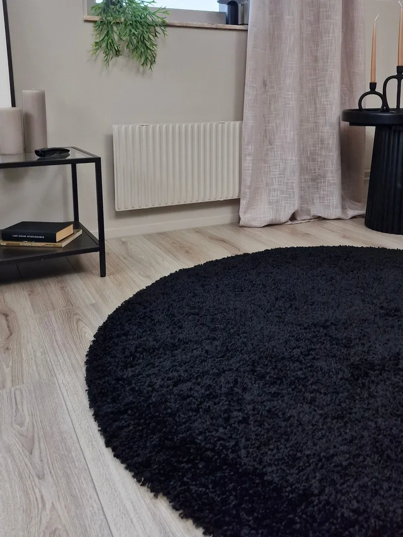 Lounge Ryeteppe Rund 200 cm - Svart - Tekstiler & tepper - Teppe & matte - Moderne matte - Ryetepper