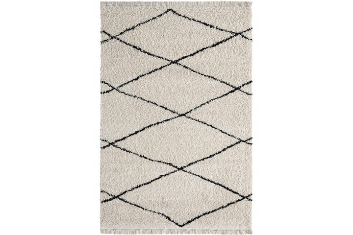 Ryematte Woolly Shaggy 160x230 cm Diagonal Rektangulær - Kremhvit/Svart - Ryetepper