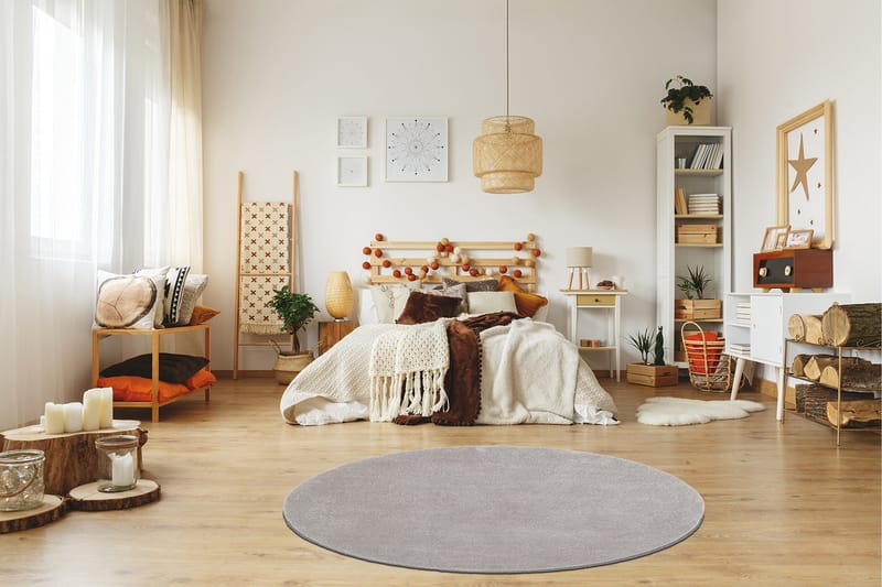 Sheraton Ryematte Rund 80 cm - Sølv - Tekstiler & tepper - Teppe & matte - Moderne matte - Ryetepper