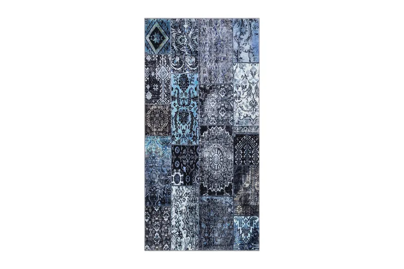 Shiraz Wiltonteppe 80x200 cm Oval, Blå