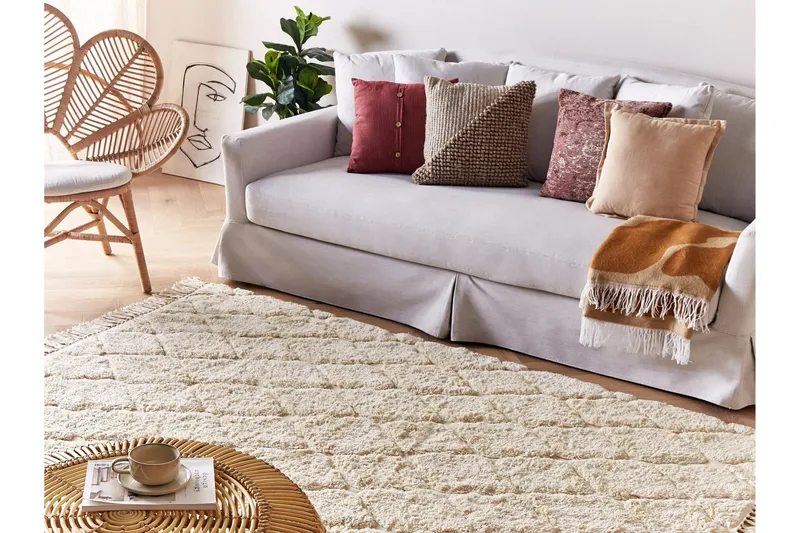 Silchar Bomullsteppe 140x200 cm - Beige - Tekstiler & tepper - Teppe & matte - Moderne matte - Bomullsmatter