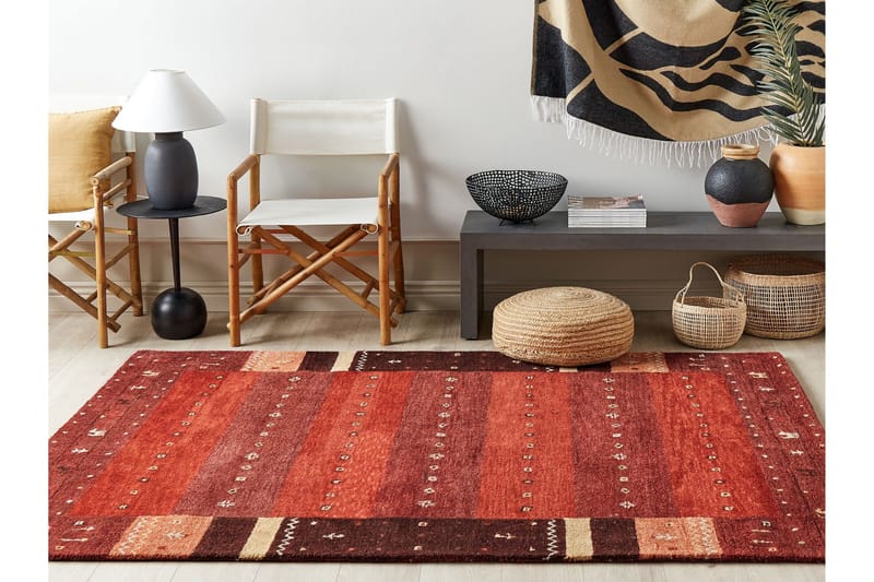Sinanli Ryeteppe 160x230 cm - Rød - Tekstiler & tepper - Teppe & matte - Moderne matte - Ullteppe