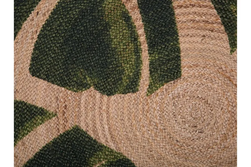 Byner Matte med Monsteramotiv Rund 140 cm - Beige - Tekstiler & tepper - Teppe & matte - Moderne matte - Sisaltepper