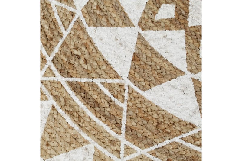 Håndlaget juteteppe med hvitt mønster 120 cm - Hvit - Jutematter & hampematter - Sisaltepper
