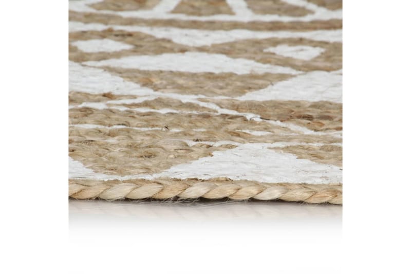 Håndlaget juteteppe med hvitt mønster 150 cm - Hvit - Sisaltepper - Jutematter & hampematter