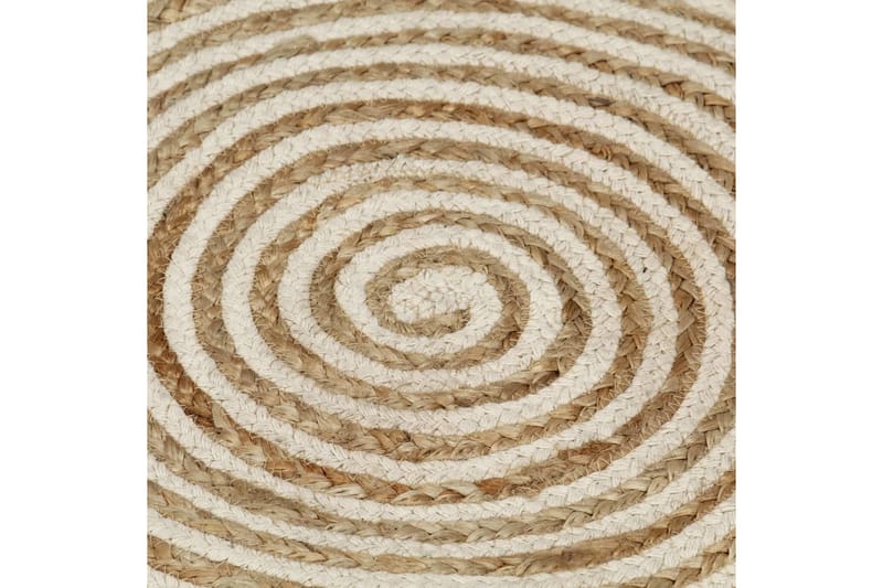 Håndlaget juteteppe med spiral-design hvit 120 cm - Hvit - Jutematter & hampematter - Sisaltepper