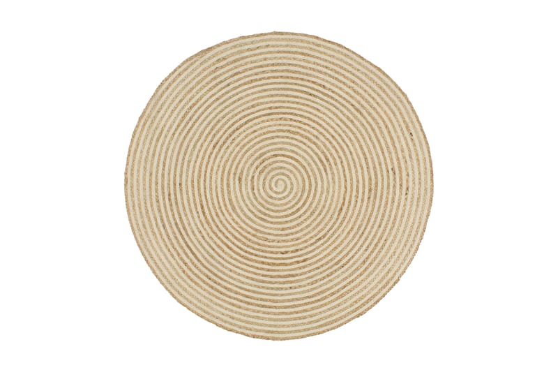 Håndlaget juteteppe med spiral-design hvit 90 cm - Hvit - Sisaltepper - Jutematter & hampematter