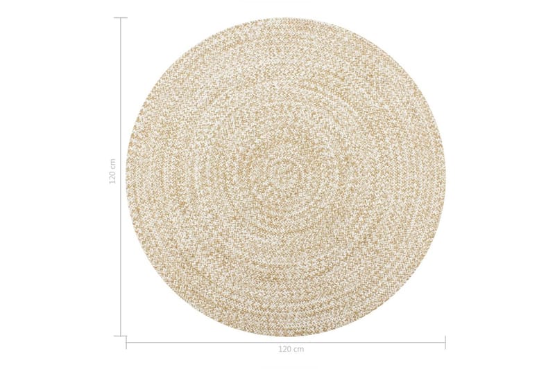 Håndlaget teppe jute hvit og naturlig 120 cm - Hvit - Jutematter & hampematter - Sisaltepper