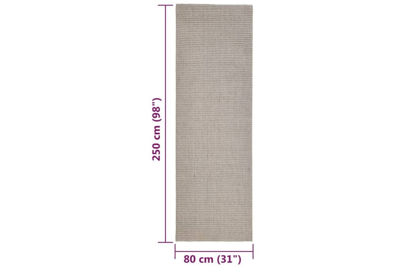 Teppe naturlig sisal 80x250 cm sand - Krem - Jutematter & hampematter - Sisaltepper