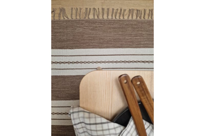 Sund Bomullsteppe 75x150 cm Oval - Mørkbeige - Tekstiler & tepper - Teppe & matte - Moderne matte - Bomullsmatter