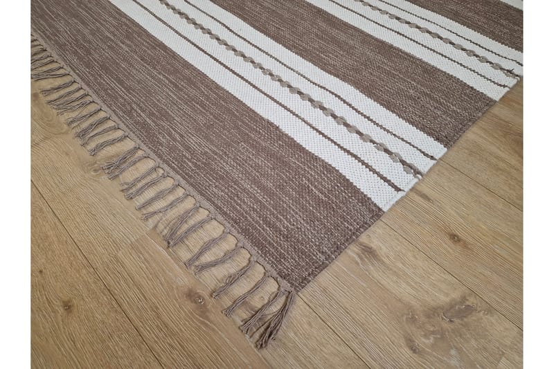 Sund Bomullsteppe 75x150 cm Oval - Mørkbeige - Tekstiler & tepper - Teppe & matte - Moderne matte - Bomullsmatter