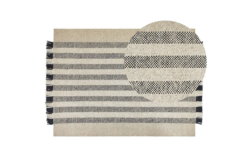 Tacettin Ullteppe 140x200 cm - Svart/hvit - Tekstiler & tepper - Teppe & matte - Moderne matte - Ullteppe