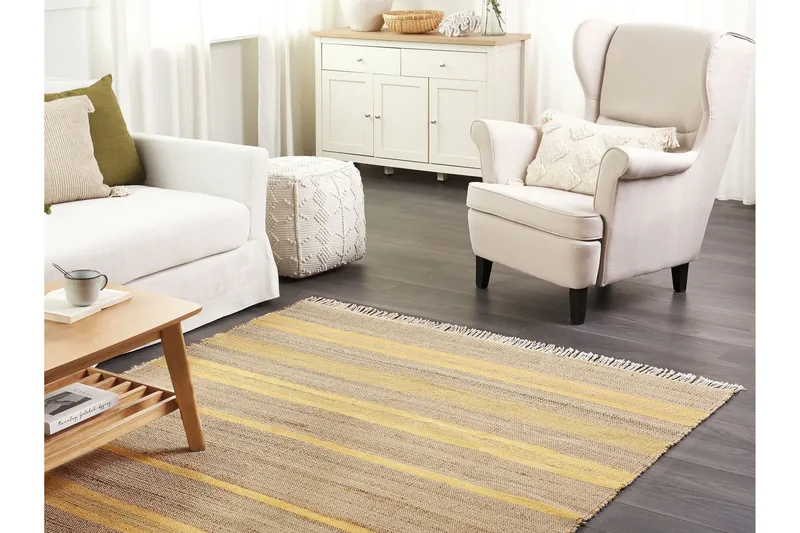 Talpur Juteteppe 160x230 cm - Gul - Tekstiler & tepper - Teppe & matte - Moderne matte - Jutematter & hampematter