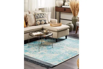 Teppe Akarsu - Blå, beige, 140x200 cm - Tekstiler & tepper - Teppe & matte - Moderne matte - Viskosematter