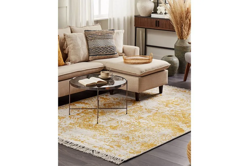 Teppe Boyali - Beige, gul, 140x200 cm - Tekstiler & tepper - Teppe & matte - Moderne matte - Viskosematter